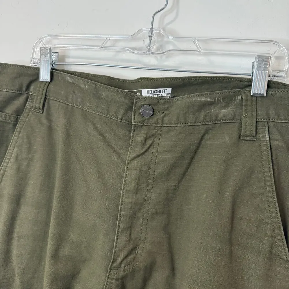 Carhartt‎ Rugged Flex Relaxed Fit Ripstop Cargo Fleece-Lined Work Pant Green 38